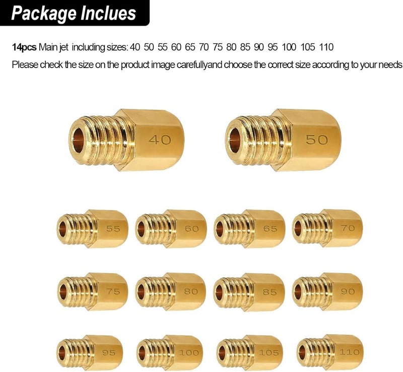 Strongthium Main Jet Kit for Mikuni VM TM Carburetors Large Hex VM4/042 40# ~ 110# NIbbi PWN - Image 3